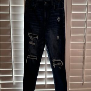 American Eagle, Stretch High Waisted Legging Distressed - Dark Blue